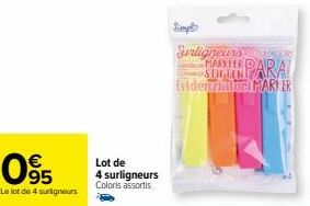 Lot de 4 Surligneurs ADO MARKER: €095. Coloris Assortis & Pratiques!