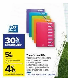 trieur school life 8 positions: déducteur de 30% + 5% de remise fidélité pour 413 €.