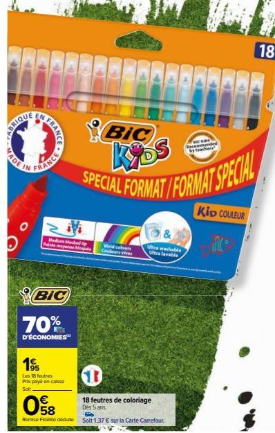Le Kip COULE BIC Kids Special Format à 65€ - Jusqu'à 70% d'économies, 18 feutres inclus!