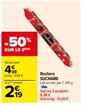 Promo Immanquable -50% sur les Rochers SUCHARD Latou noir 7,245g: 2 Produits à 6.58€/kg à 13.43€