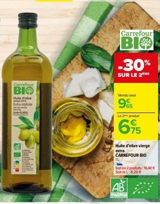huile d'olive vierge extra carrefour bio -30% - 2 produits à 9% bio agriculture