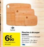 Set de 3 Planches à Découper en Bambou - 19 x 14/29x22/37 x 28cm - 6% de Réduction!