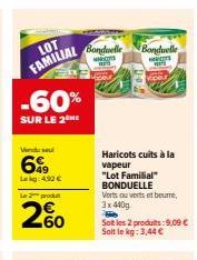 Haricots Cuits à la Vapeur Bonduelle -60%! 3x440g pour 4,90€