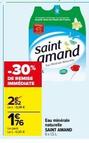 Bénéficiez de 30% de Remise Immédiate sur le Pack Saint Amand C'au Pale Eau Minérale Naturelle - 6x15L, à seulement 20€!
