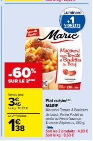 Plat Cuisine Marie : Macaroni Tomate & Boulettes, -60% de réduction ! 13,32 € seulement.