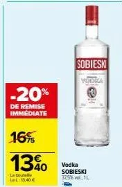 soieski veronica vodka à -20% : 37,5%, 1l, seulement 13,40€!