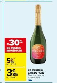 Café de Paris: Vin Mousseux -30% de Remise Immédiate! 5% LL:733€, 53€ @ CAL Paris!