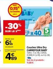 JUNIOR 19-23kg Couches Ultra Dry CARREFOUR BABY Tales: -30% avec 5x40€, 6x34€ ou 4x46€