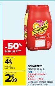 Agrumes SCHWEPPES -50% sur Pack de 4: 2 Produits à 6.28€ et 1 à 1.57€!
