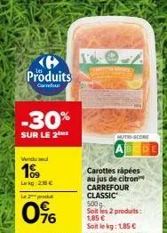 carrefour -30% de réduction : carottes râpées au jus de citron carrefour classic 500 g - 2 produits à seulement 1,85 €/kg!