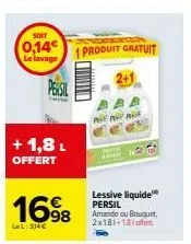 offre spéciale : lessive liquide persil amande ou bouquet 2+1 - 0,14€ de lavage + 1,8l offert!