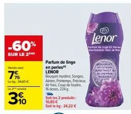 lenor bouquet mystère et précieux air - promo -60% : 10,85€ le kg et 24,22€ les 2 produits