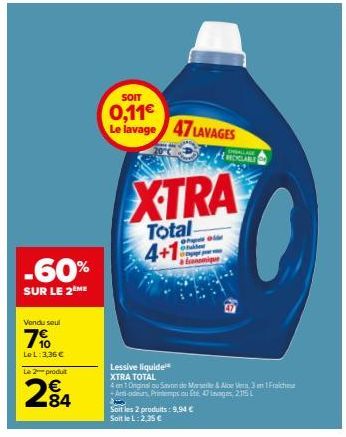 Bénéficiez d'une Remise de 60% sur le 2ème Produit : Phuler Nomique EHGALLAGE M aux 47 Lavages  EXTRA, seulement 9,94€ !