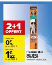 2+1 offert: friandises vitakraft stick pour chien, 12g, variés, l3, réduction de 63,33€!