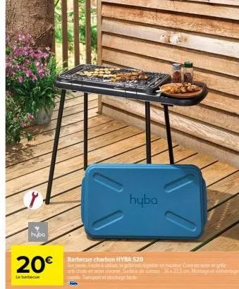 hyba s20 barbecue charbon de 622.5 cm, rapide à monter et à démonter, 20€ de réduction !.