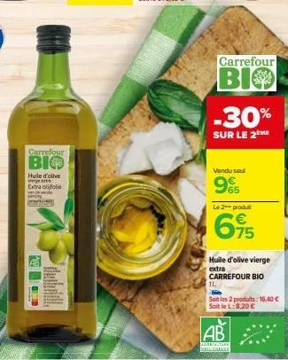huile d'olive vierge extra carrefour bio -30% - 2 prod. 75€ - 9% bisagis.