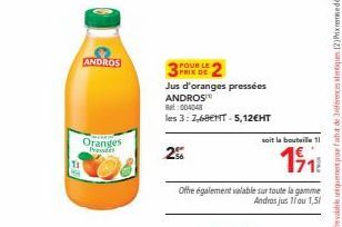 Andros™ : 3,7€HT à 5,12€HT de Jus d'Oranges Pressées avec une Remise de 2%.