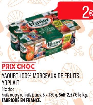 YAOURT 100% MORCEAUX DE FRUITS YOPLAIT 