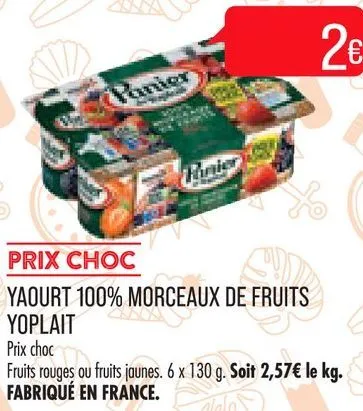 yaourt 100% morceaux de fruits yoplait 