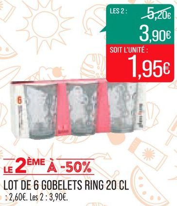 LOT DE 6 GOBELETS RING 