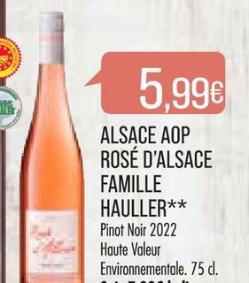 ALSACE AOP ROSÉ D'ALSACE FAMILLE HAULLER 