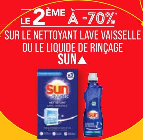 SUR LE NETTOYANT LAVE VAISSELLE OU LE LIQUIDE DE RINÇAGE SUN