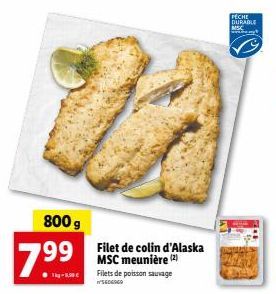 Filets de Colin d'Alaska MSC Meunière à 7,99€ - 2 Filets de Poisson Sauvage Durable!