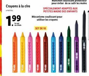 Set de 10 Crayons à la Cire Spécialement Adaptés aux Petites Mains des Enfants - 47776 1.99 - Avec Mécanisme Coulissant!