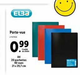 ELBA  Porte-vue  0.⁹9  L'uniti au chol  A4 20 pochettes 40 vues  21 x 29,7 cm 