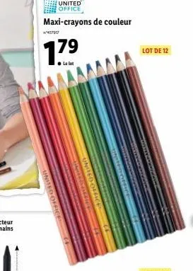 maxi-crayons de couleur à prix imbattable - lot de 12 chez united offices - 1717 pièces et 179 lots !