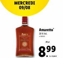 MERCREDI 09/08  Amaretto  28 % Vol. -19005  70 el  1-12ME 