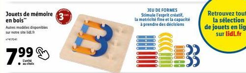 Jeu de Formes 3 en Bois à 7.99€ : Stimulez Votre Créativité et Motricité Fine!