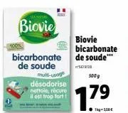 biovie bicarbonate de soude: désodorise, nettoie et récure plus fort. 500g à 17⁹.