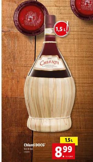 Chianti DOCG  12.5% Vo 3019  7019  CHIANTI  1,5 L  1,5L  8.⁹9  TL-EBE 