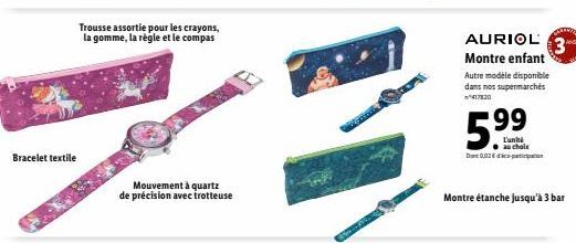 AURIOL Montre enfant | Mouvement à quartz de précision | Trousse assortie incluse!