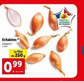 filet d'echalotes catégorie 1 - 250g à 1-16€ : promo fruits & legumes de france !