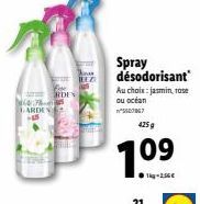 Spray désodorisant Arden Ne-Fonds -45 Lez -425g, Jasmin, Rose ou Ocean - Promo 1.0⁹ 21!