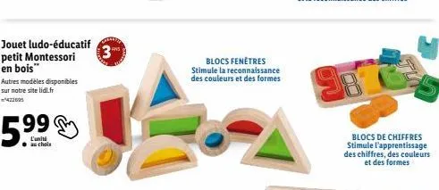 exploitez le potentiel de l'apprentissage avec le jouet ludo-éducatif petit montessori en bois sur lidl.fr - 3 blocs fenêtres et 987 blocs de chiffres!