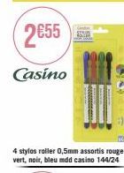 Promo! 2€55: Casino 144/24 B - Stylos Roller Assortis 0,5mm - Rouge, Vert, Noir, Bleu