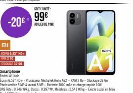 Achat Intelligent: Redmi A1 Smartphone à 99€ -20€, Ecran 6,52 HD+, MediaTek Helio A22, RAM 2Go, Stockage 32Go!