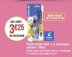 Promo Exclusive -Pack Frixion Ball + 3 Recharges Colorées + 1 Clicker Noir à Seulement 3€25 au Lieu de 6049!