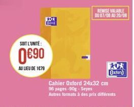 Promo: 90g d'économie avec Cahier Oxford 24x32 cm 96 pages Seyes : 0€⁹0 au lieu de 1679!