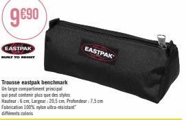 EASTPAK Trousse à Stylos: Résistance et Compartiment XL – 6x20.5x7.5cm en Nylon