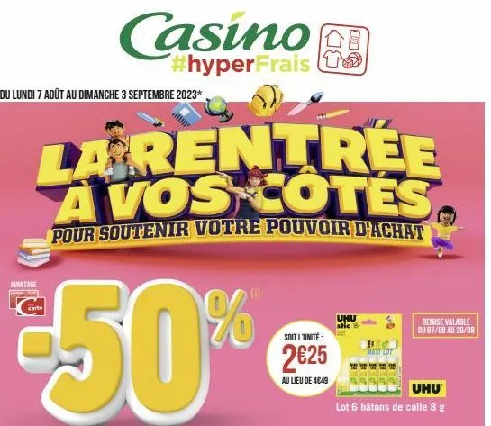 carte casino: 2€25 pendant la rentrée pour soutenir votre pouvoir d'achat! #hyperfrais, 50% de remise!