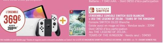 Console Switch OLED Blanche +Jeu Zelda à 369€ ! L'ensemble Nquedo 398090