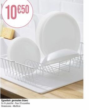 L'Egouttoir Germatex Blanc : 20 Assiettes, 48x30 cm - Idéal pour Les Plastifieurs!