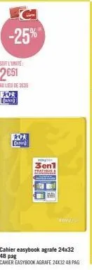 darend 3en1 tratibues: 2651€ -25% - cahier easybook agrafe 24x32 48pag!