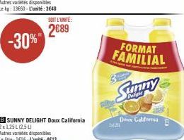 Doux California 2x1,25L (2,5L) : Promo Familiale à 2€89 l'unité! Autres variétés B-Sunny Delight Disponibles.”
