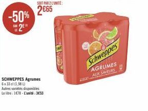 Promo 50%: Bouteilles Schweppes Agrumes <3 L à 2€ l'Unité!