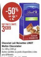 Chocolat LINDT Maître Chocolatier : -50% sur l'unité (3x100g) ! 3€89 au lieu de 5€18.